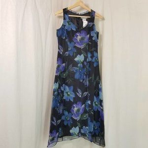 NWT Vintage Y2K Clifford & Wills Spiegel Floral Dress 4 Black Blue Dark Floral